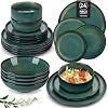 vancasso Crockery Set, Starry 24 Piece Dinner Plates Set of 6, Include Ceramic Dinner Plates, Dessert Plates, Pasta Bowls and Cereal Bowl,Dishwasher and Microwave Safe, Vintage Green