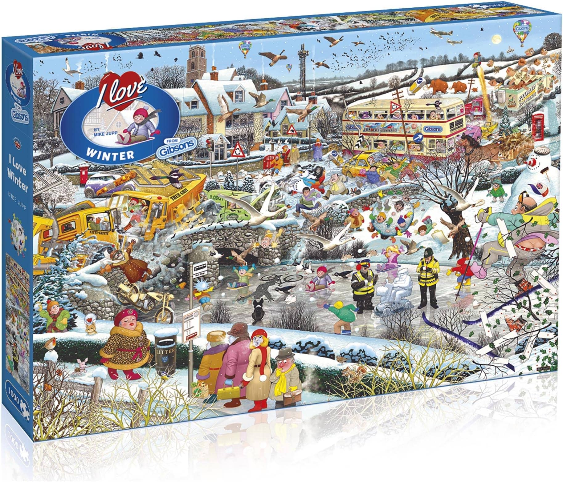 I Love Winter 1000 Piece Jigsaw Puzzle | Mike Jupp | Cartoon Jigsaw Puzzle | Premium 100% Recycled Board | Great Gift for Adults | Gibsons Games
