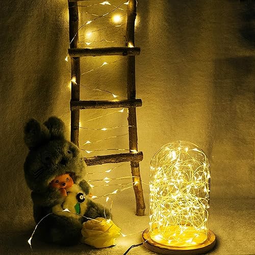 Miniatura 5 de cadena de 20 luces LED estrelladas alimentadas con pilas (incluidas), cable de cobre de 6.6 pies, luces luciérnaga a prueba de agua para bricolaje,