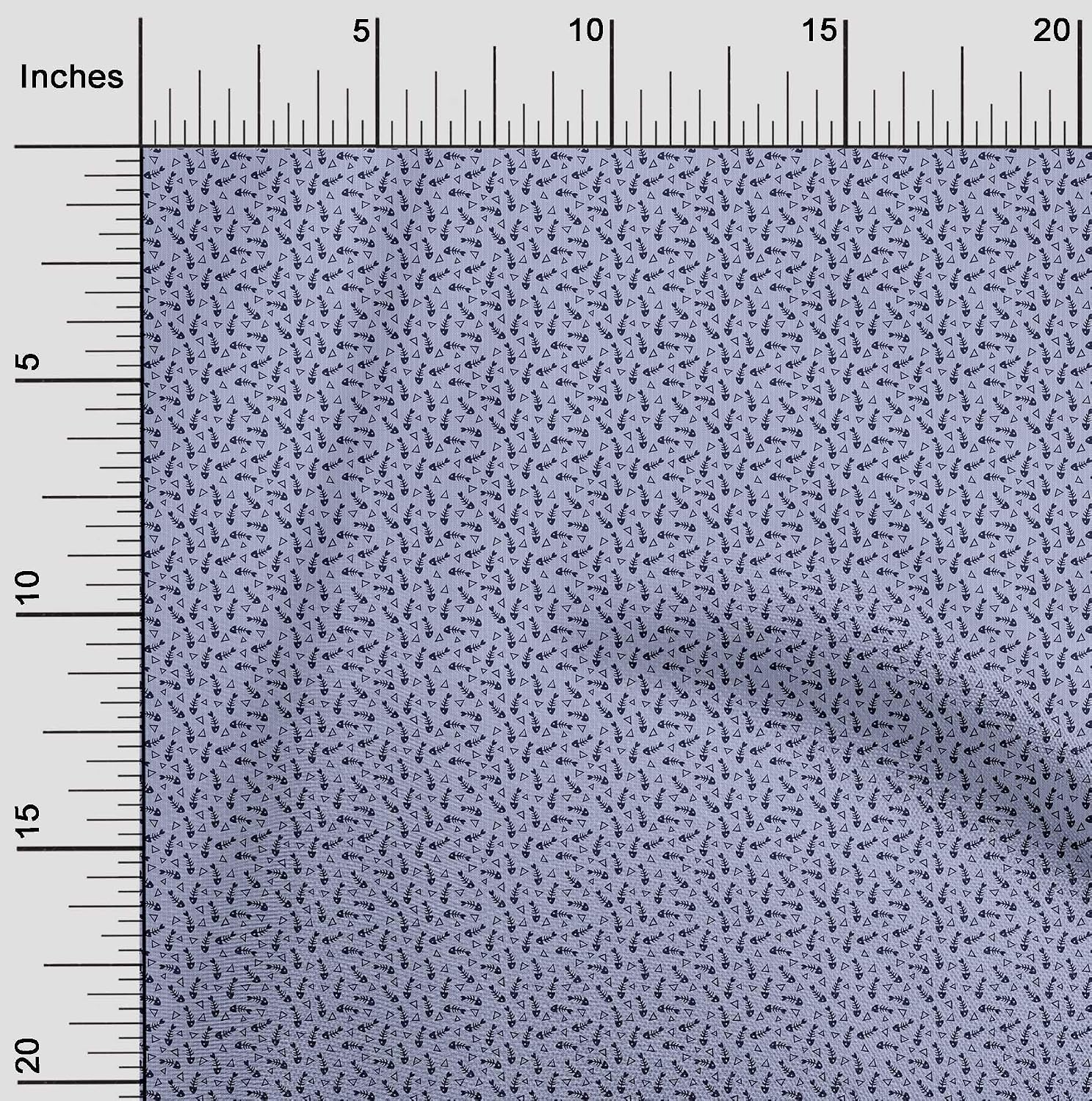 oneOone Cotton Flex Fabric Waves,Fish Skeleton & Triangle Geometric Print Fabric by Yard 40 Inch Wide