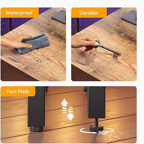 Miniatura 111 de CubiCubi Escritorio en forma de 59 pulgadas, escritorio de esquina para computadora con superficie de fibra de carbono, escritorio para juegos con