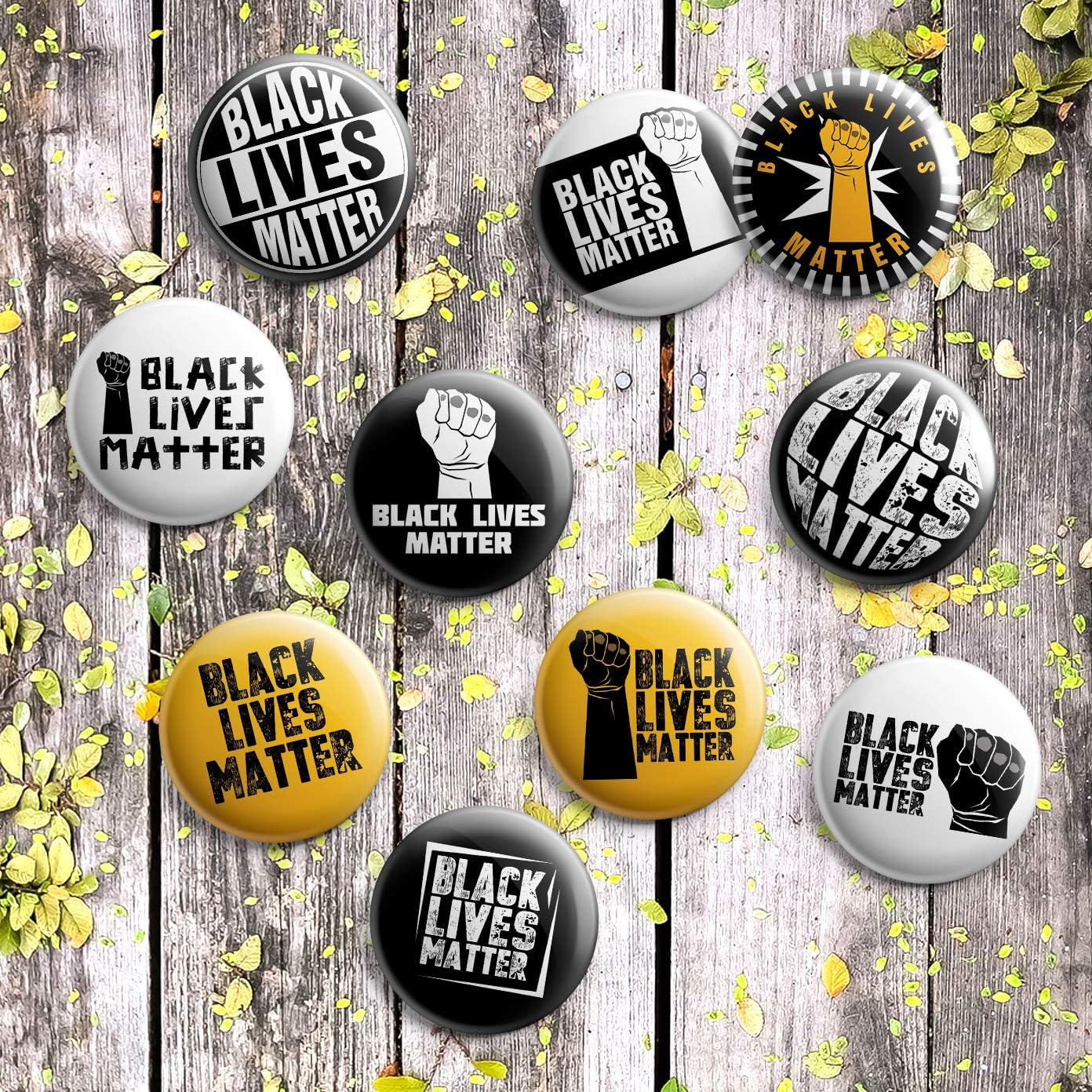 Black Lives Matter Pinback Buttons (10-Pack) – Large 2.25" Pins Badge for BLM Backpacks Men Women Teens Employees Professionals – Cool Fashion Accessories Indoor Outdoor Wear – Epic Collection Set: Office Products