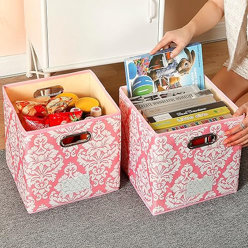 Miniatura 5 de SEEKIND Caja de almacenamiento contenedores de almacenamiento decorativos con tapa juego 6 en 1 con asas plegables para ahorrar espacio para brasier