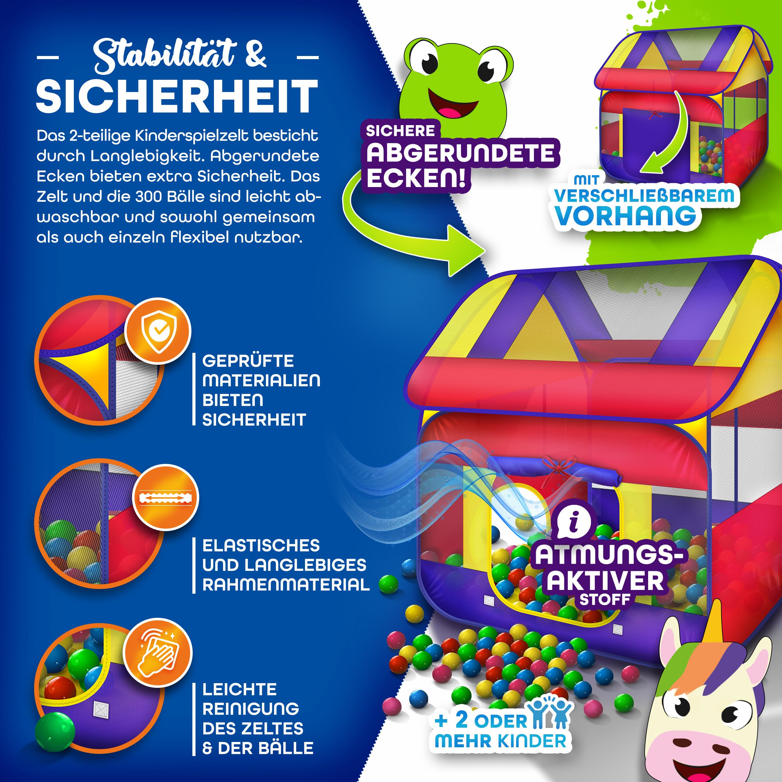 KIDUKU® Bällebad XXL + 300 Bälle + Tasche Spielhaus Babyzelt Spielzelt Kinderzelt ideal für dinnen und draußen