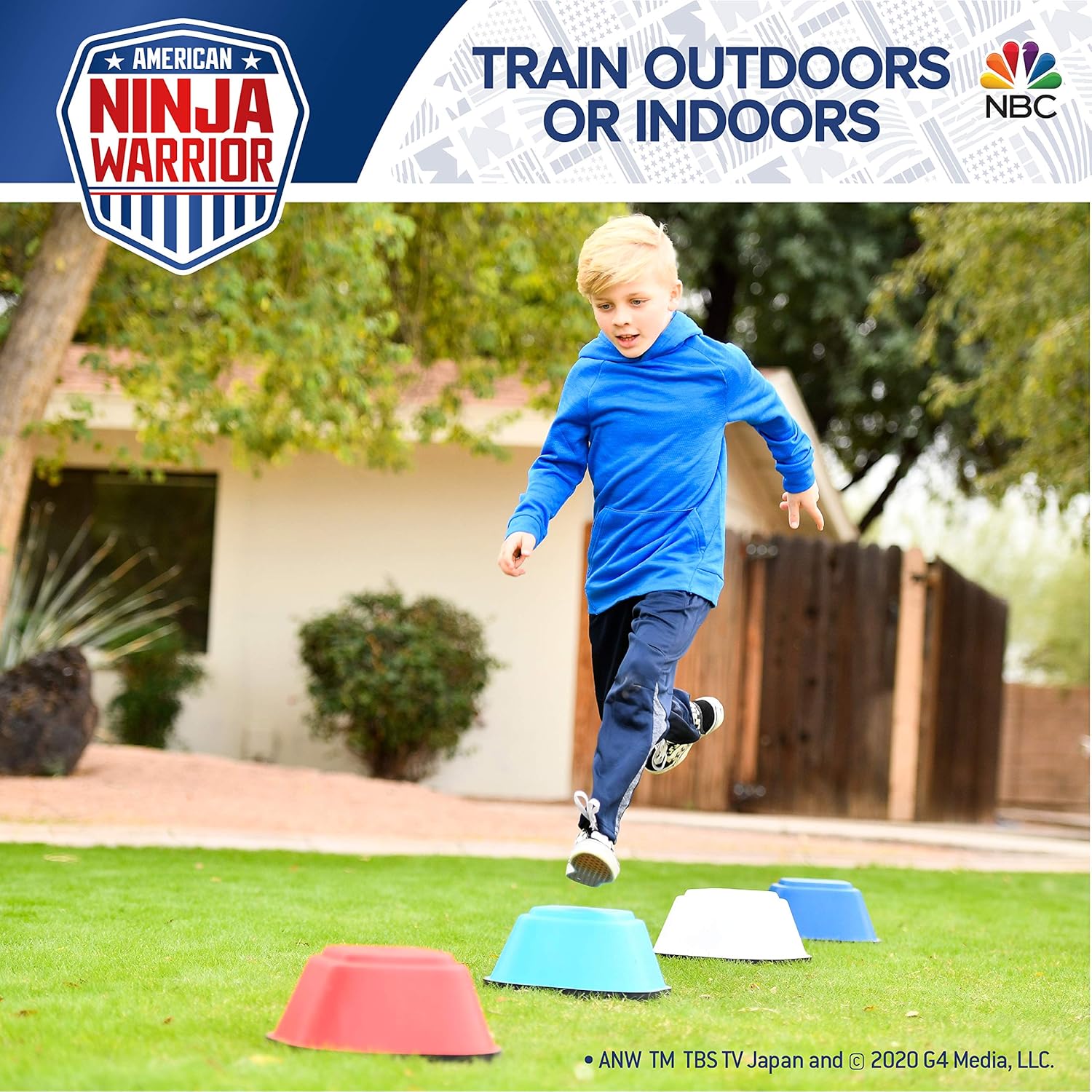 AnW American Ninja Warrior Jumping Stones - 4 Balance Stepping Stones Obstacle Course for Kids - Perfect Indoor & Outdoors Play Equipment for Children Ages 3+ : Toys & Games