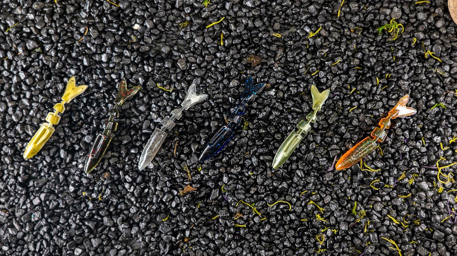 Lake Fork Lure Co. Magic Shad V-Tail Swimbait, Soft Plastic Bass Fishing Lures, 3.5 Inch, Assorted Colors, 36 Count, Garlic Scented