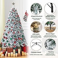 Vista 127 de Yaheetech 7.5ft Pre-lit Spruce Artificial Christmas Tree Snow Flocked Hinges Tree with 550 Multicolor LED Lights & 1284 Branch Tips & Metal Stand