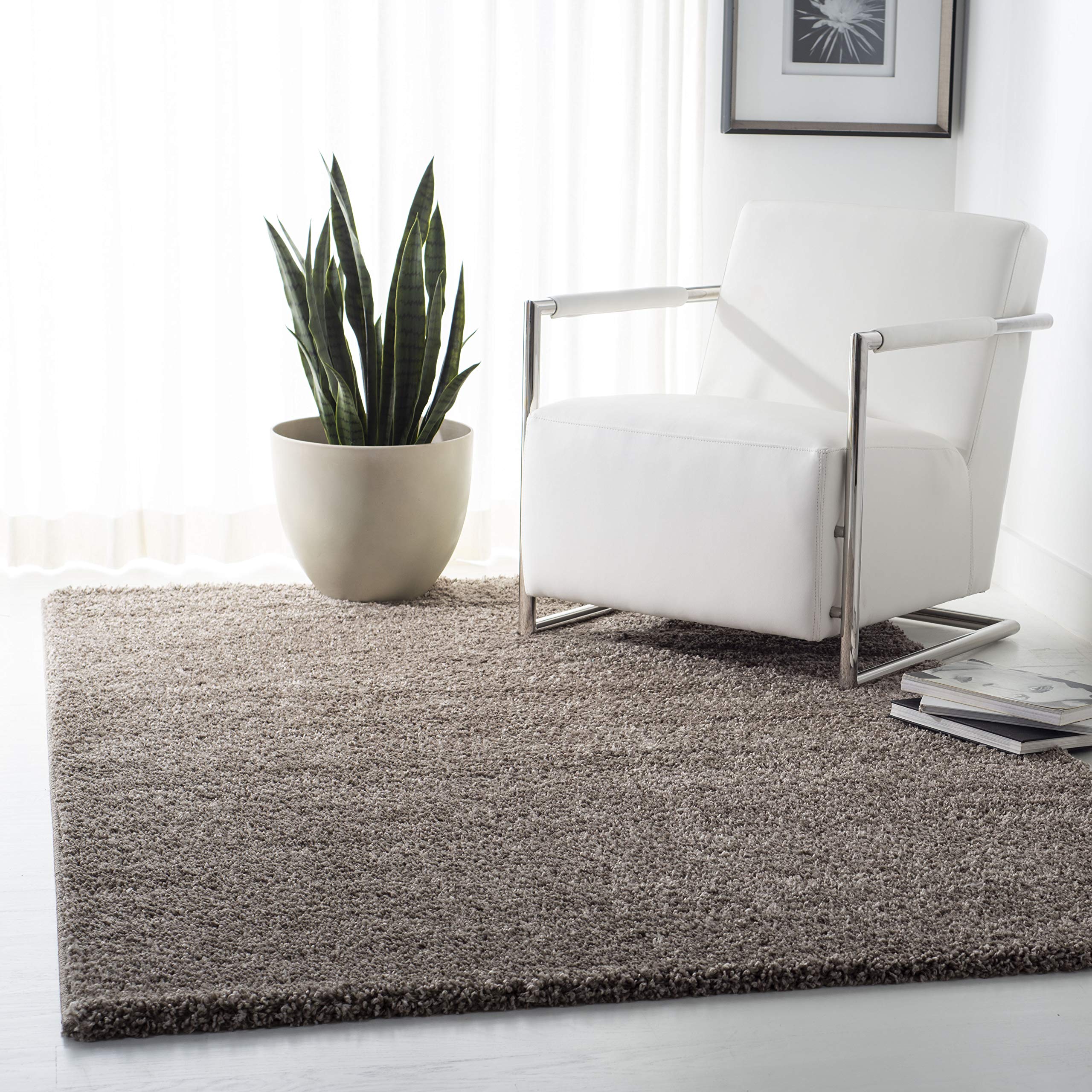 Tapis à poil long de salon Safavieh Solo Shag marron 122x183 cm chambre et séjour