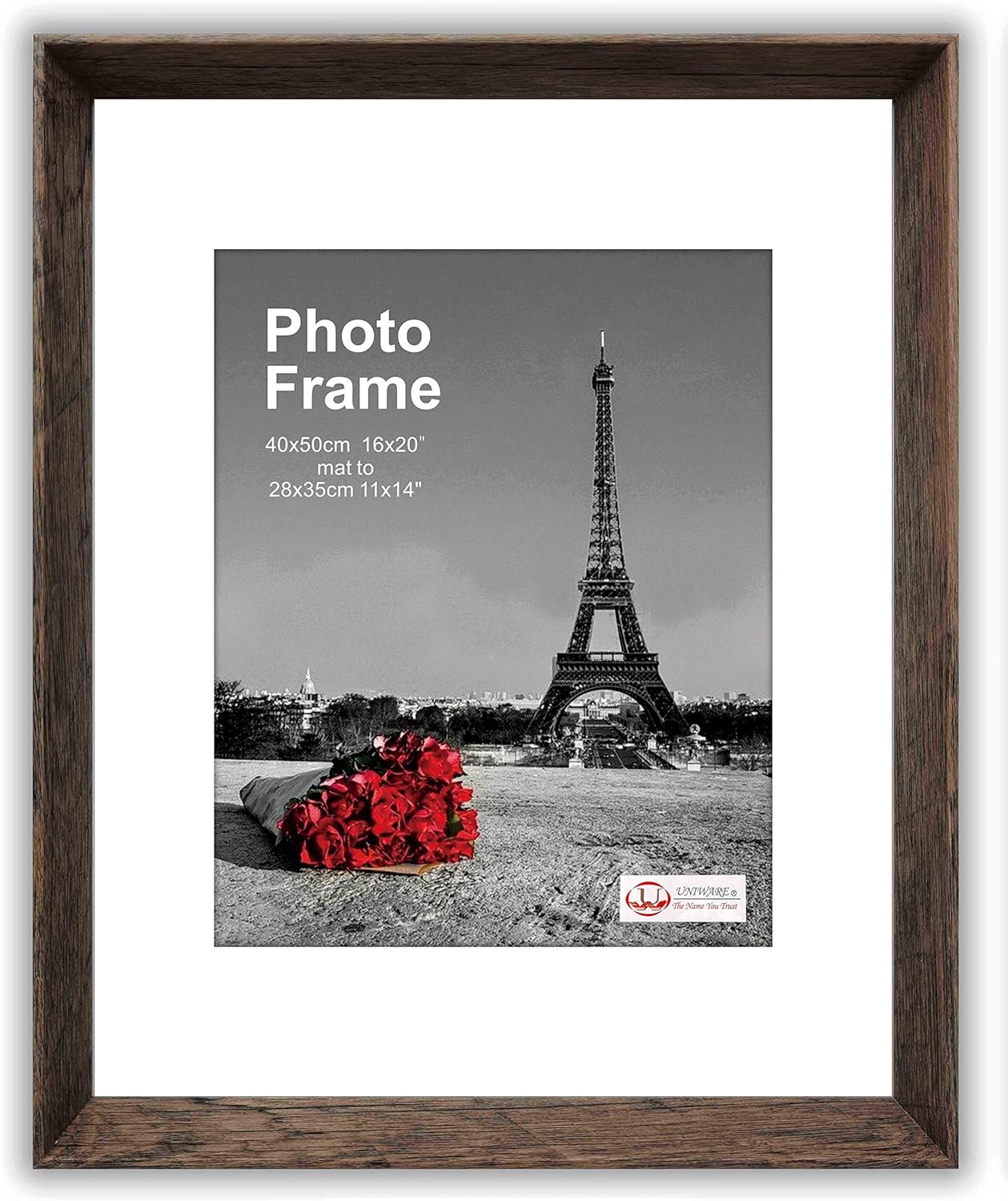 UNIWARE Picture Frames MDF Wood Smooth Wrap Finish Gift/Family Memory (16" x 20", Black, 1 Piece)