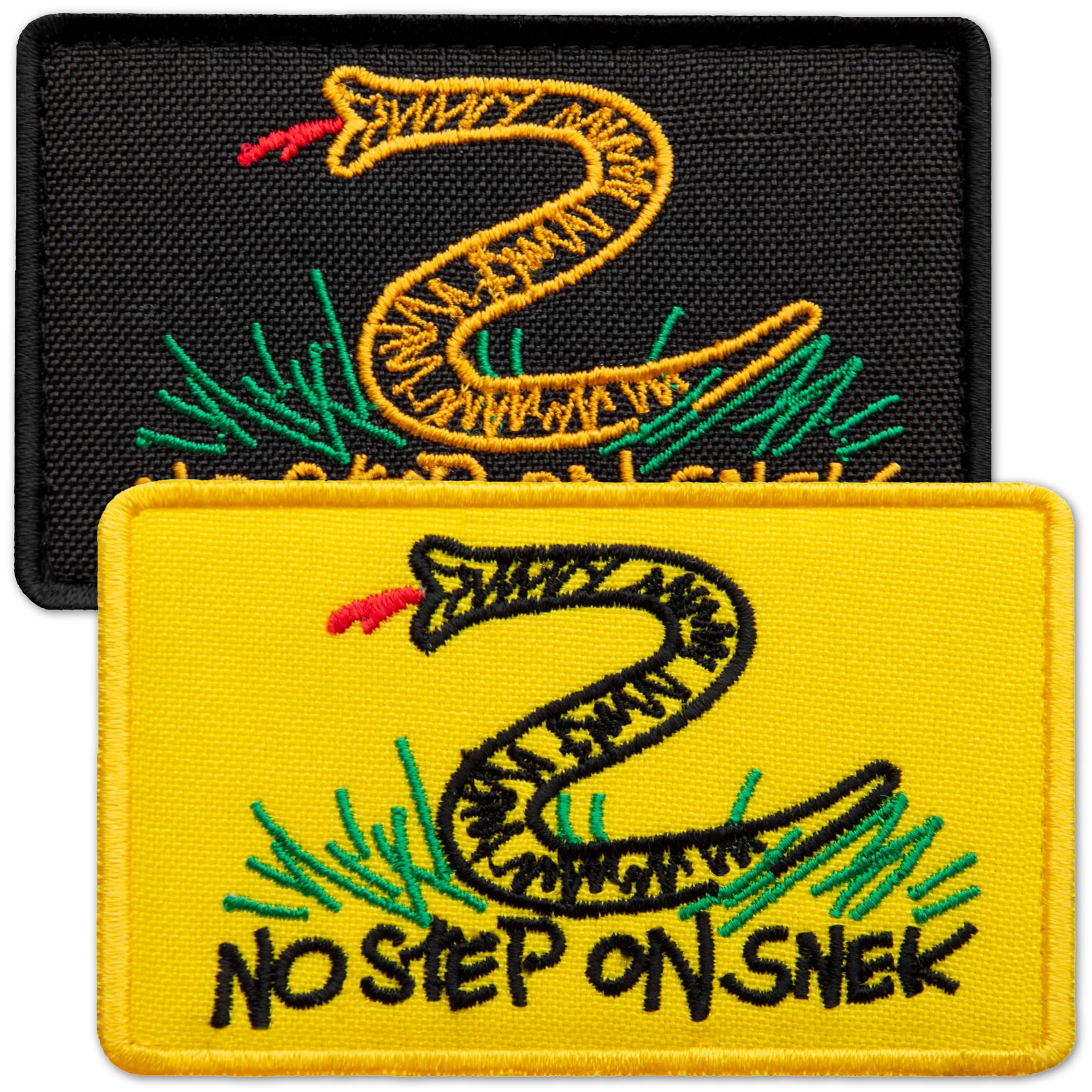 2Pcs Black and Yellow No Step On Snek Pach with Hook and Loop, Embroidered Gadsden Flag Patch, Funny Patches for Tactical Backpack, Bulletproof Vest, Dog Vest, American Patch, Sew on Opt