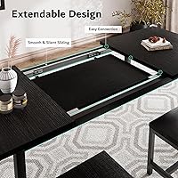 Vista 4 de iPormis Juego de mesa de comedor de 7 piezas con 6 taburetes, juego de mesa de cocina extensible de 63 pulgadas para 4-8 personas, mesa de comedor