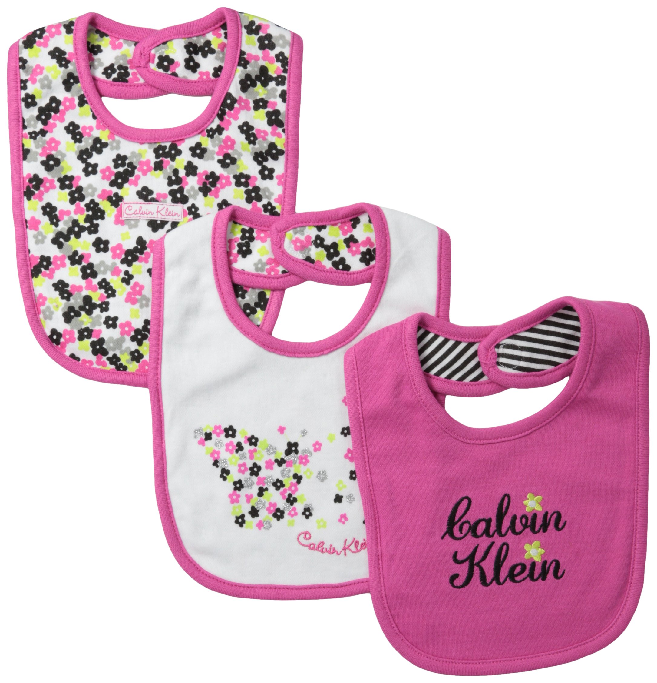 Calvin Klein Baby-Girls Newborn 3 Pa Bibs Hot Pink Group