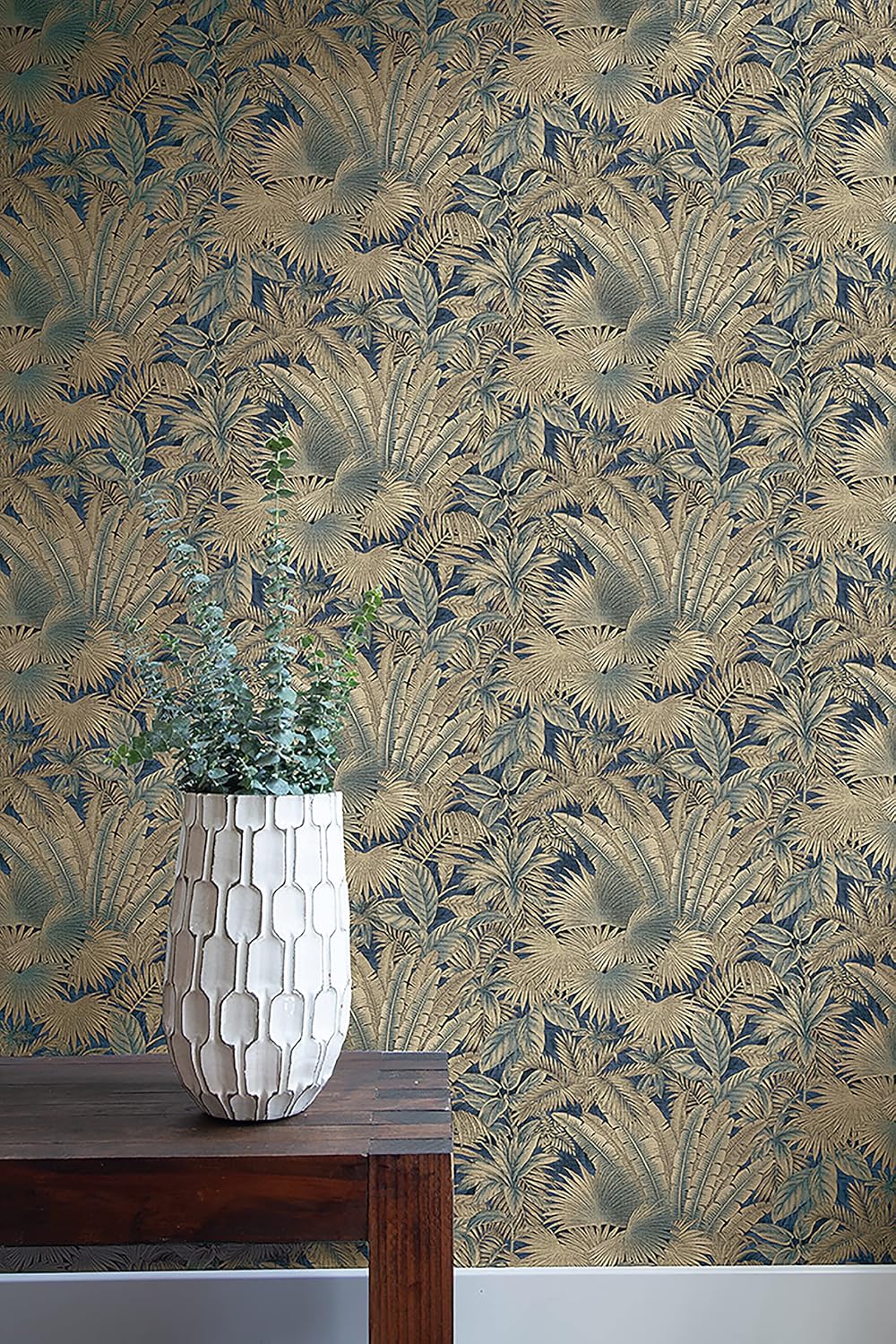 Tommy Bahama - Peel and Stick Wallpaper, Tropical Peel and Stick Wallpaper for Bedroom, Powder Room, Kitchen, Vinyl, 30.75 Sq Ft Coverage (Bahamian Breeze Collection, Denim)