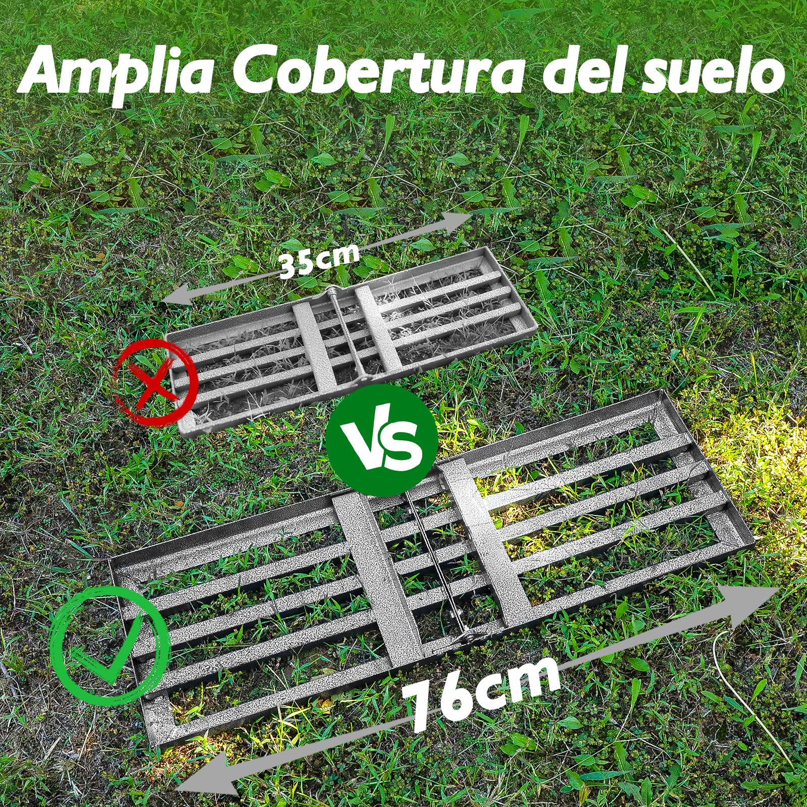 Rastrillo Nivelador de Césped 76x25 cm | Mango Ajustable de 185 cm | Rastrillo de Nivelación Pesado y Resistente | Para Nivelar Tierra, Arena y Césped | Ideal para Jardín, Césped y Campo de Golf
