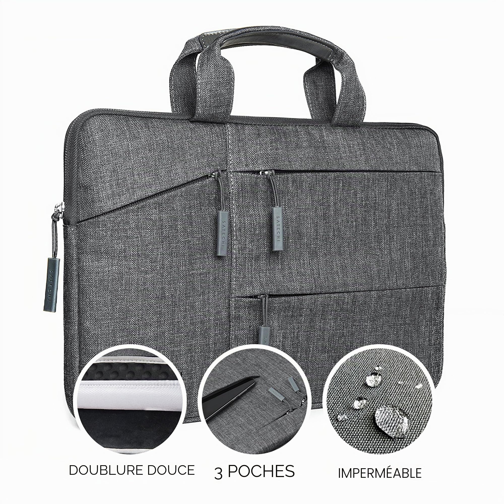 Satechi Sacoche De Transport pour Ordinateur Portable Résistante À L’Eau avec Pochettes, Compatible Macbook 2015/2016, Macbook Pro 13", Microsoft Surface Pro, Samsung Chromebook Et Plus