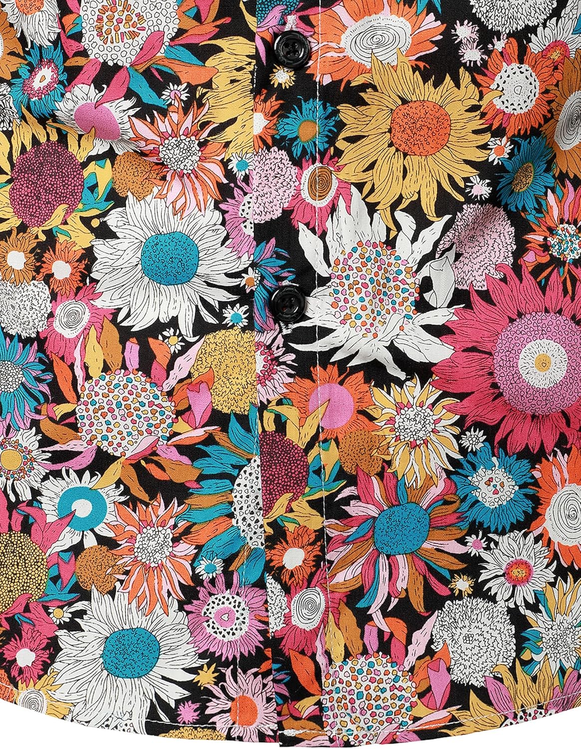 JOGAL Mens 70s Floral Dress Shirt Long Sleeve Printed Casual Button Down Shirts - Image 4