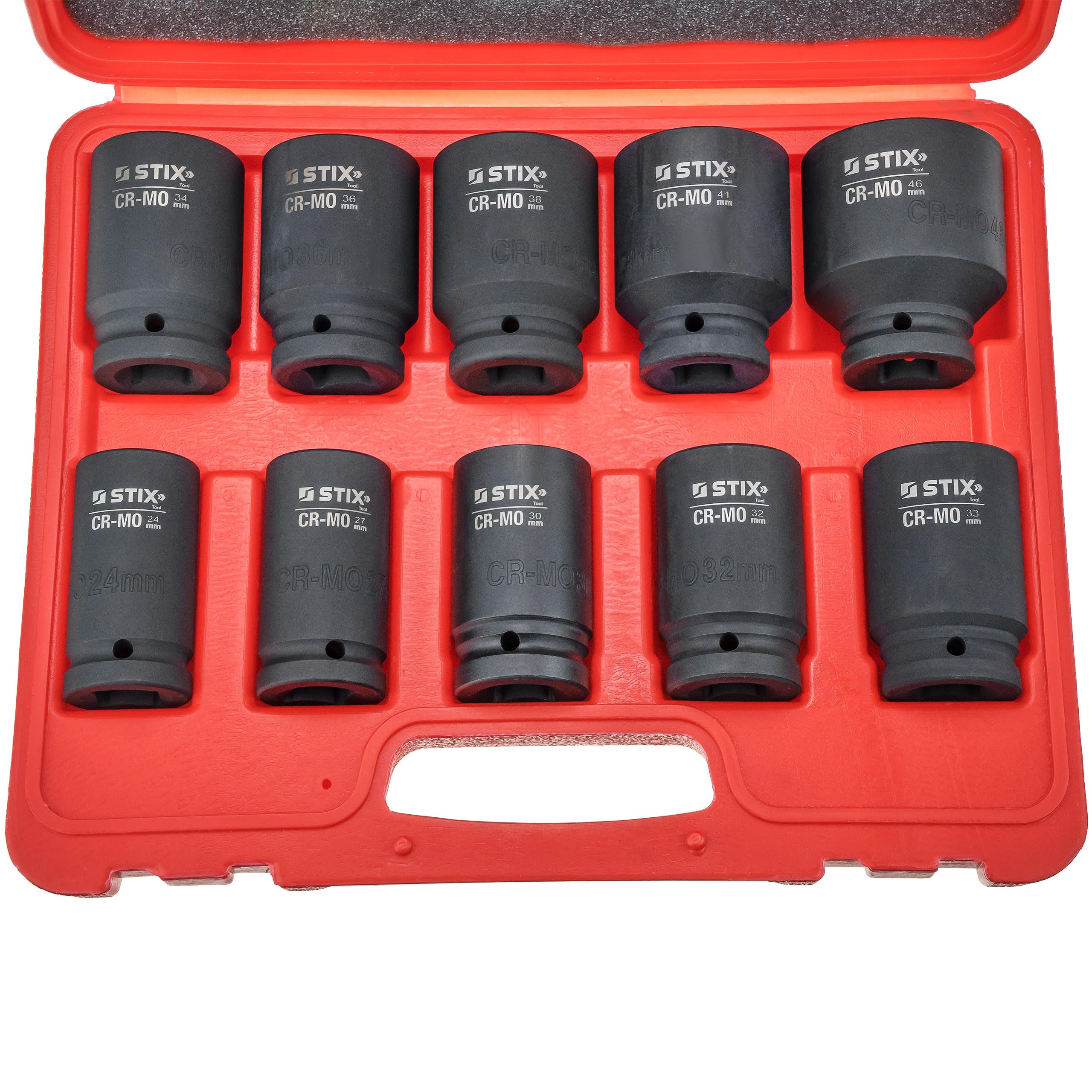 Stix Wkrętarka udarowa sprężone powietrze 3/4" 2200 Nm z 10-częściowym kluczem nasadowym CR-MO, profesjonalne narzędzie do naprawy samochodów ciężarowych i zastosowań przemysłowych