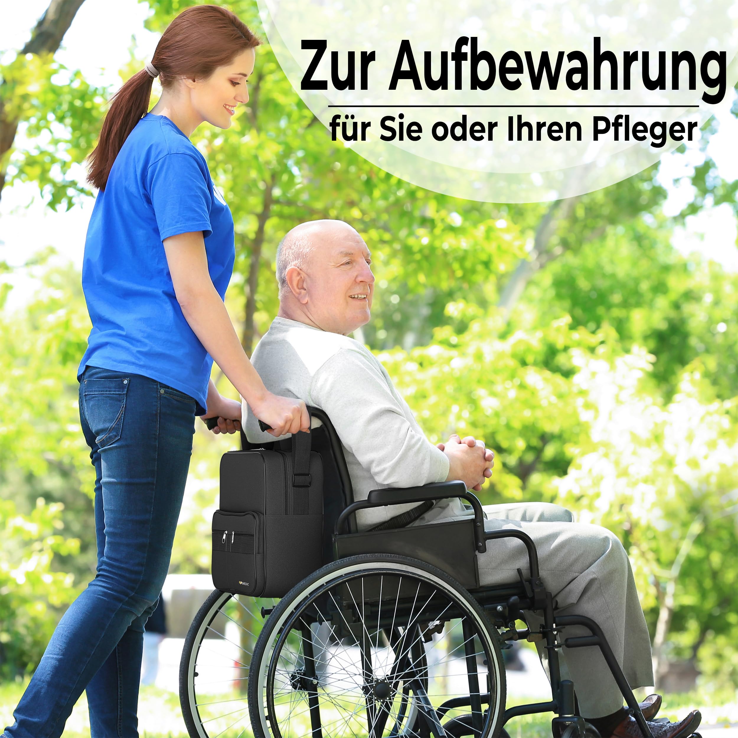 iMedic Deluxe Rollstuhltasche – lässt Sich an den Griffen befestigen, um eine nützliche und praktische Aufbewahrung zu bieten (schwarz)
