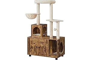 Yaheetech Cat Tree Tower with Integrated Litter Box Enclosure
