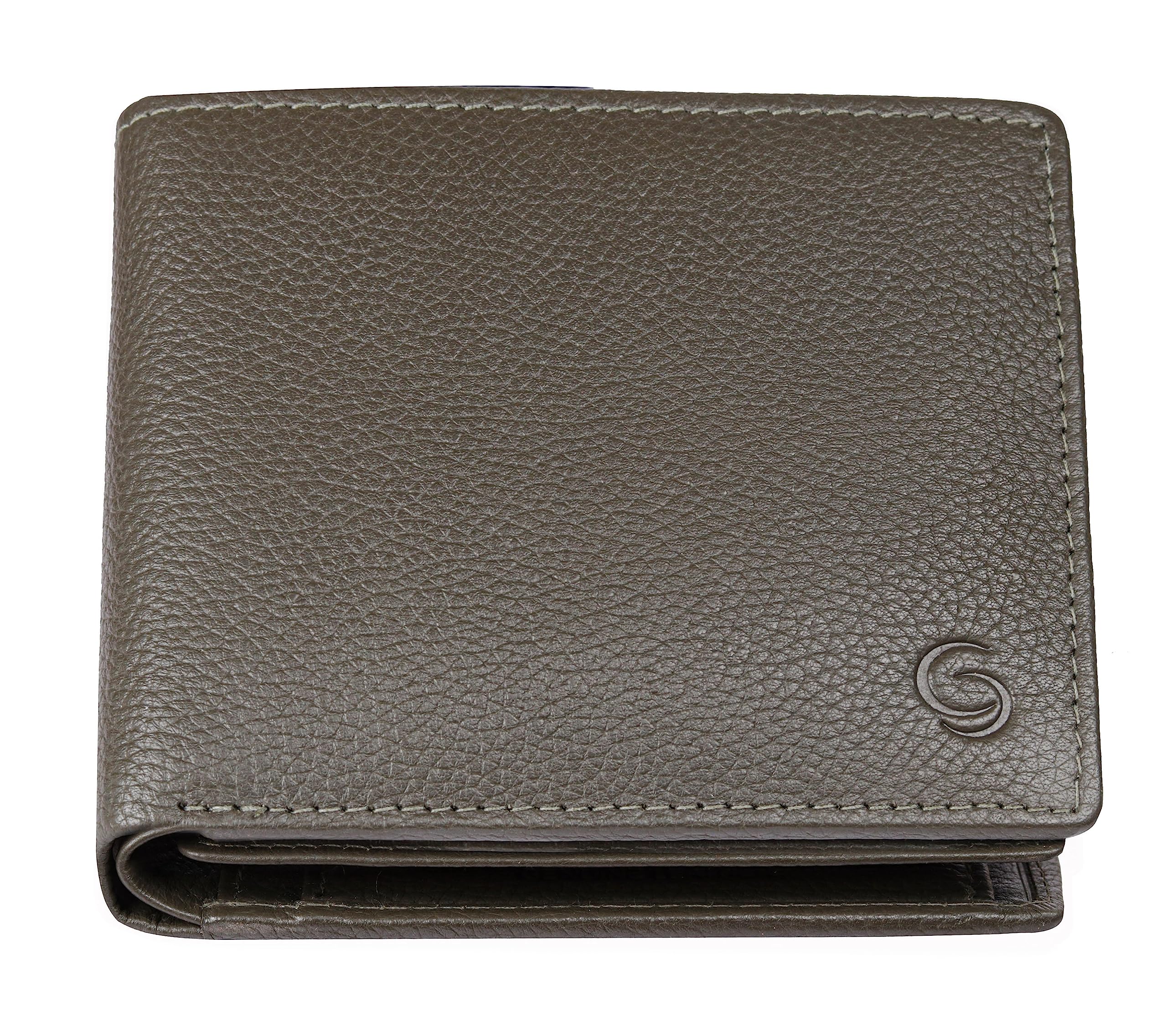 GETOREEFlorence RFID Blocking Leather Men's Wallet, GREEN, Two Fold Wallet