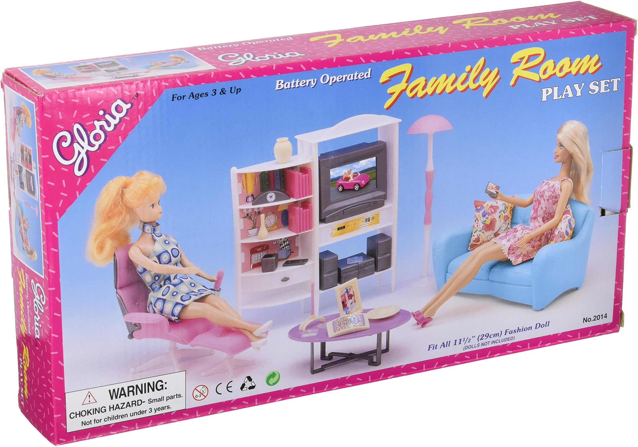 gloria Barbie Size Doll House Furniture, Family Room, TV, Couch, Ottoman