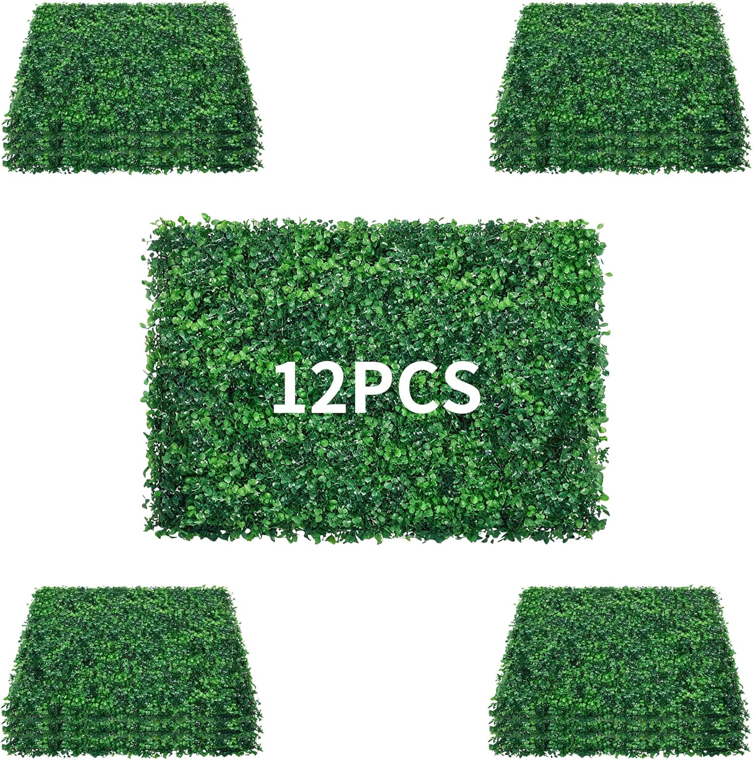 12PCS Artificial Grass Wall Panels 24x16 Inch, 32 Sq Ft Boxwood Hedge Wall Panels, 1.6in Thick Polyethylene Privacy Hedge Screen for Indoor Outdoor Garden Fence Backyard Decor