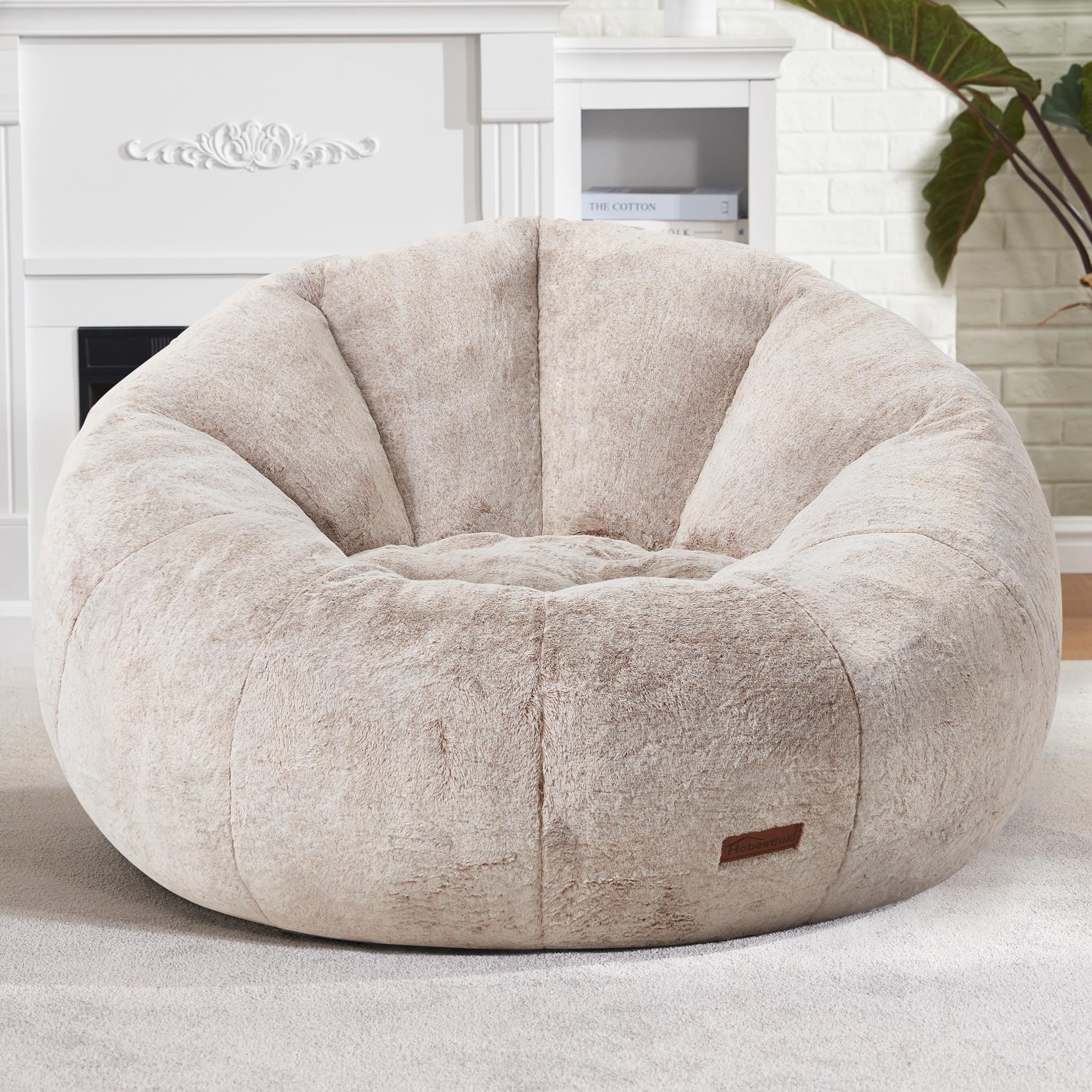 Hobestluk Grand pouf poire pour adultes, canapé rembourré confortable avec design spacieux pour lire, jouer ou se détendre (marron)