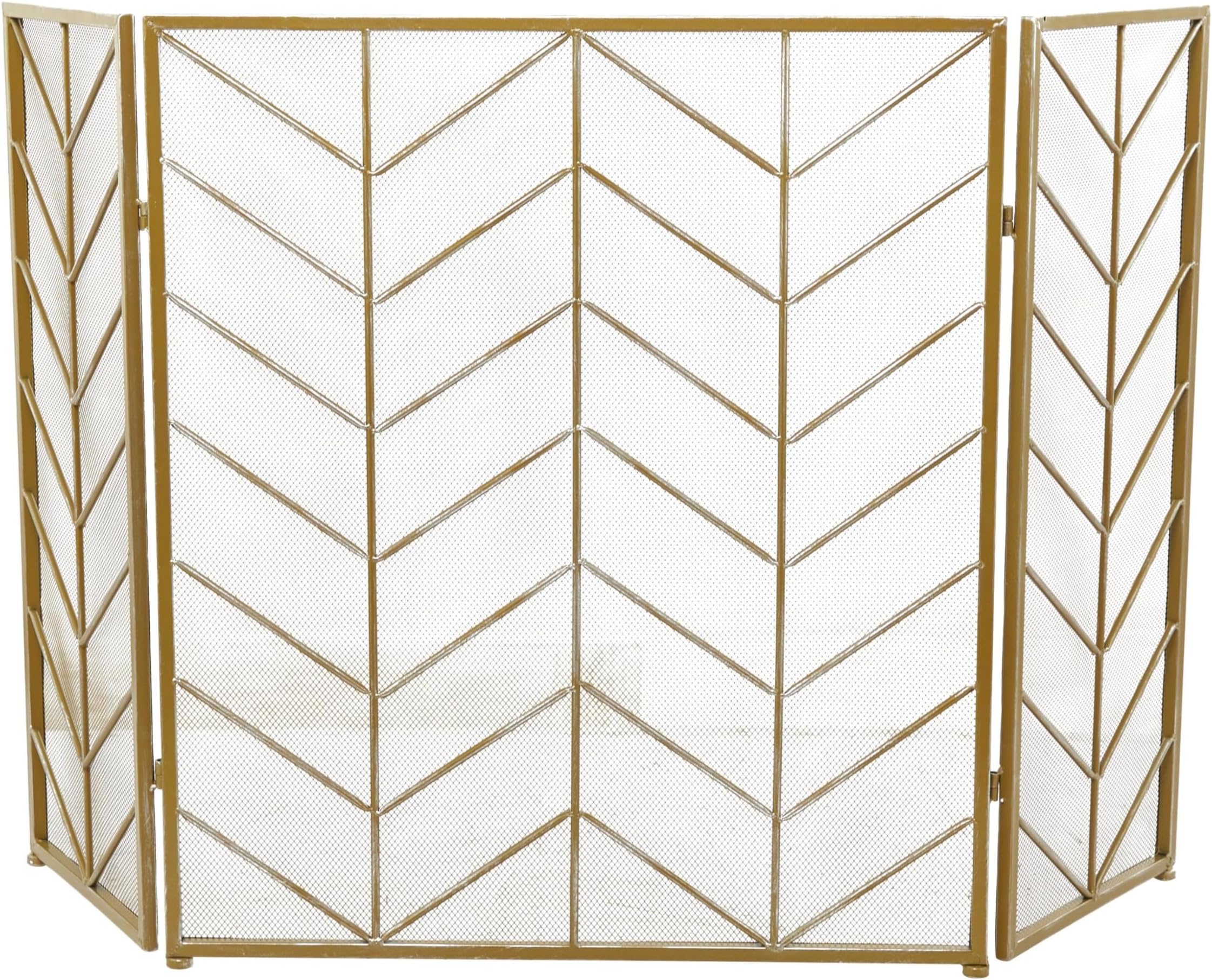 Modern Gold Metal Fireplace Screen
