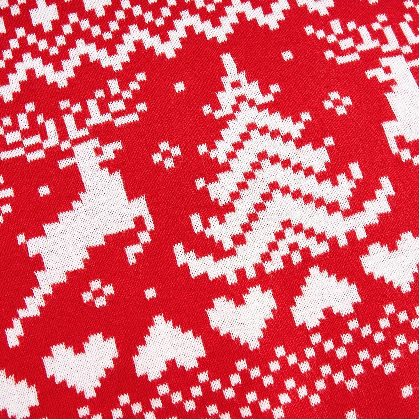 AIDEAONE Świąteczna sukienka z dzianiny dla dziewczynek X-Mas czerwona sukienka sweter sukienka