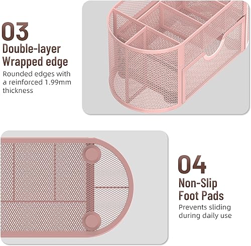 Vista 8 de SUPEASY Bundle Rack - Organizador de archivos y mini portalápices de 9 rejillas, color rosa