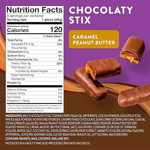 Miniatura 6 de HighKey Barra de caramelo de chocolate sin azúcar  Bocadillos keto de mantequilla de maní barras de turrón de postre diabético dulces bajos en