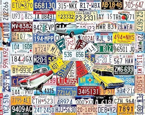 White Mountain Puzzles  Placas de vehículos Rompecabezas de 1000 piezas