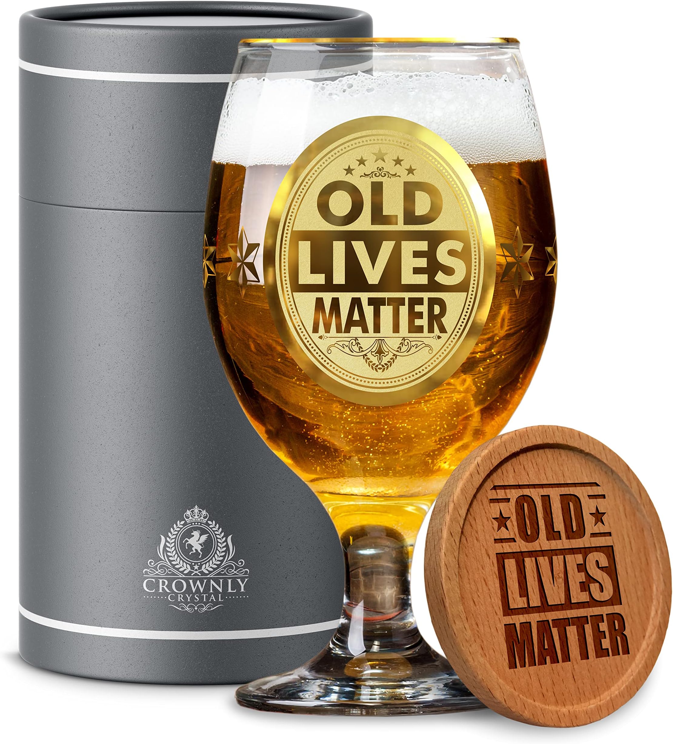 Old Lives Matter Retirement Gifts for Men and Women Beer Glass Birthday Uncle Grandpa Dads Older Women 60th Grandma