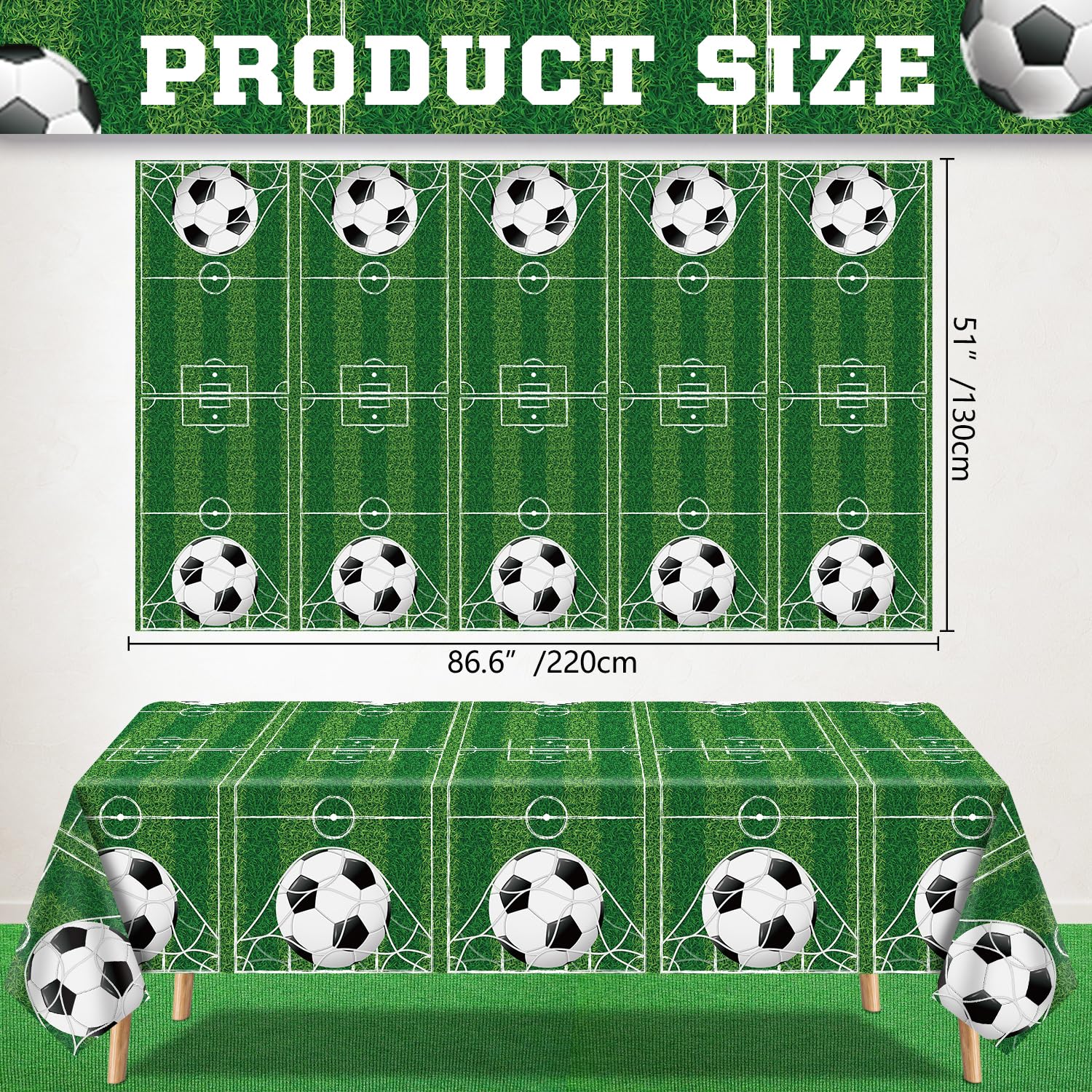 Plastic tafelkleed voetbal | 120 x 180cm