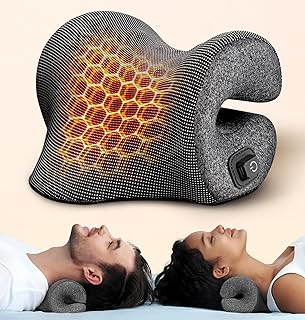 3s Heated Neck Stretcher for Pain Relief, Graphene Heating Pad, Odorless Neck Cloud Cervical Traction Device Chiropractic Pillow for Shoulder, Christmas Gifts for Women, Men, Mom, Dad (Gray)
