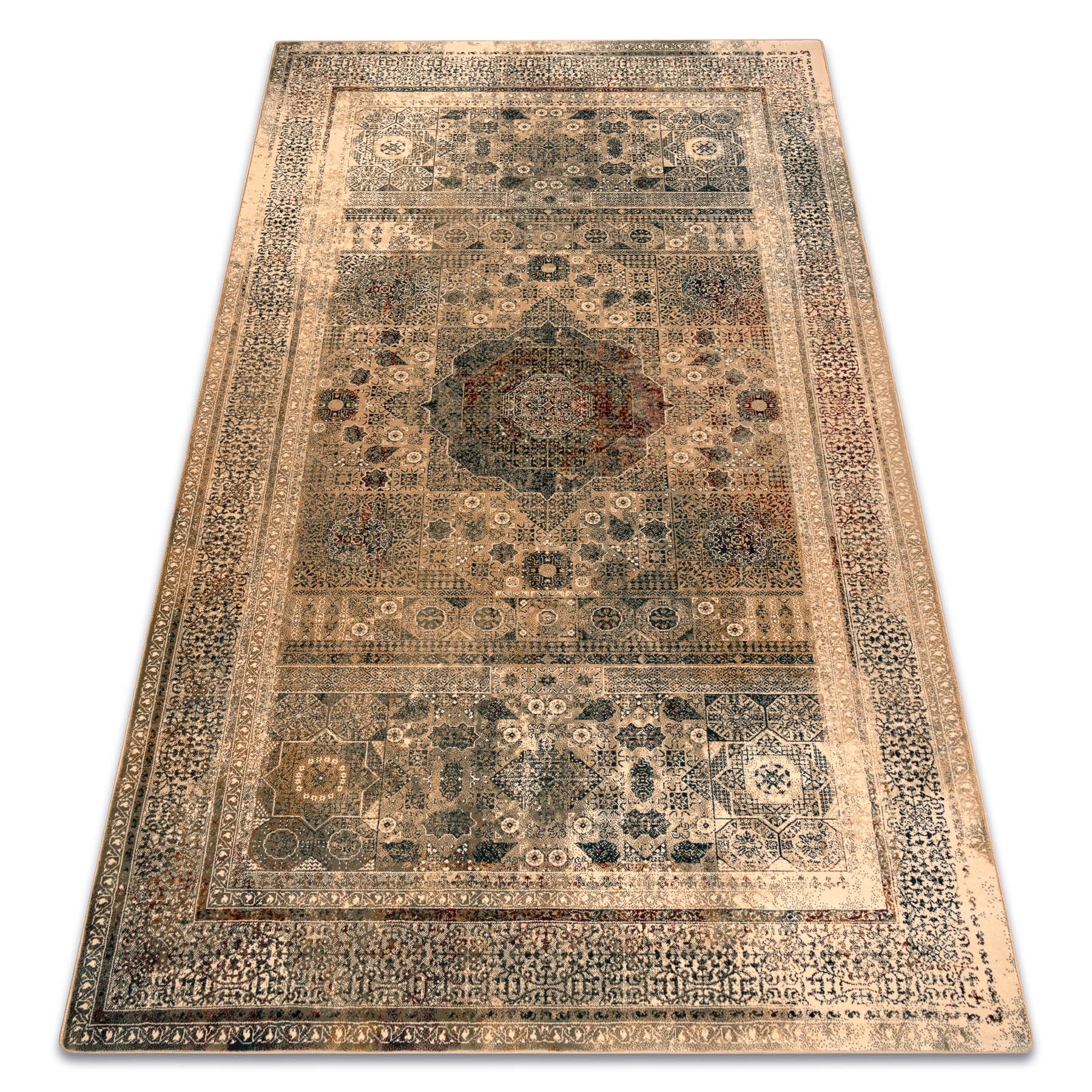 Tapis en laine anti-bruit Superior MAMLUK crème pour salon et chambre 100x150 cm