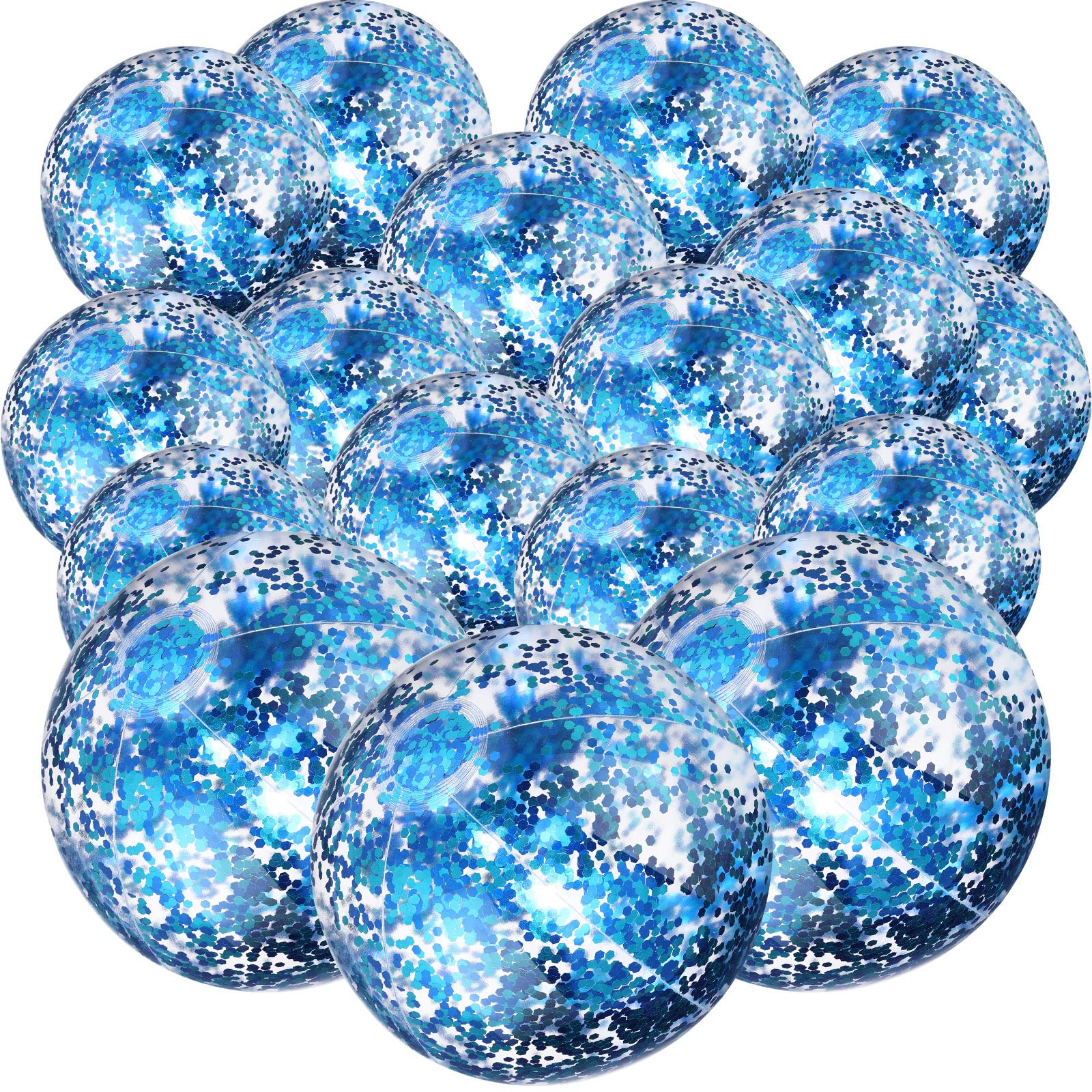 Chivao 18 Pcs Sequins Beach Ball 24 Inch 16 Inch Clear Inflatable Glitter Summer Swimming Pool Balls Wedding Outdoor Floatable Decor Confetti Decor