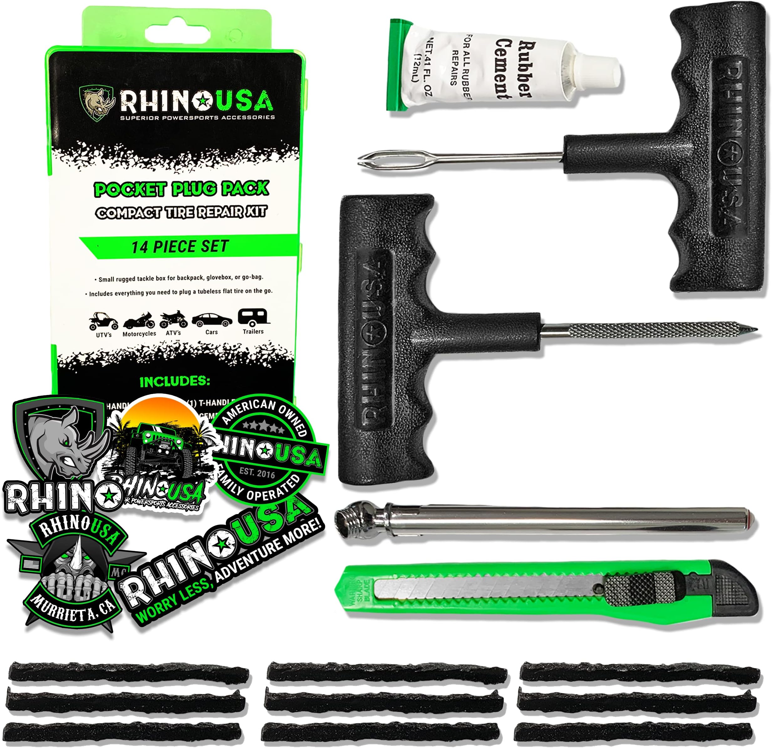 Compact 14-Piece Tire Repair Kit