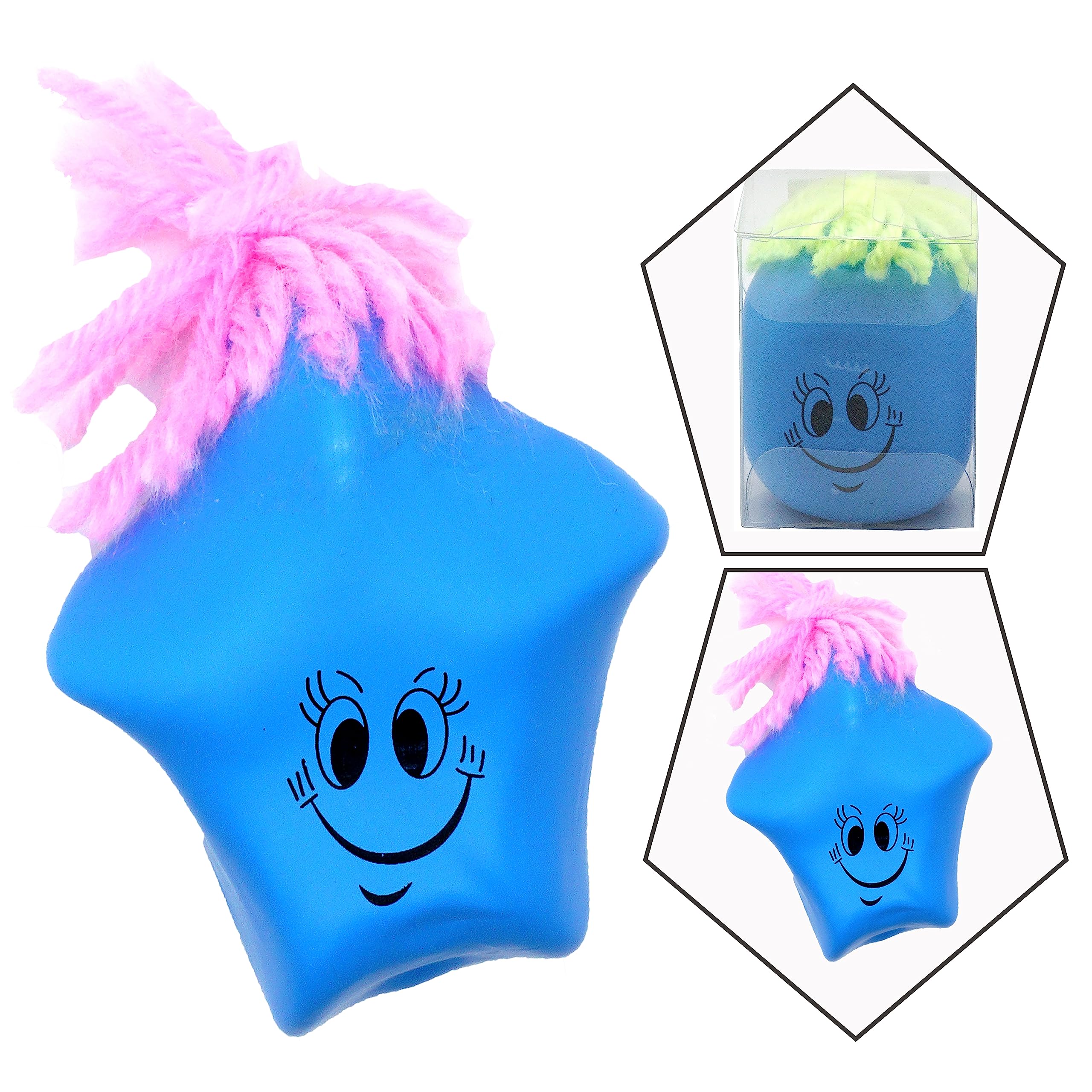 Blue 3D Squeeze Ball for Kids, Funny Face Stress Relief Fidget Toy, Smiley Party Favour, Durable Sensory Squishy Ball for 3+ Years — image 1