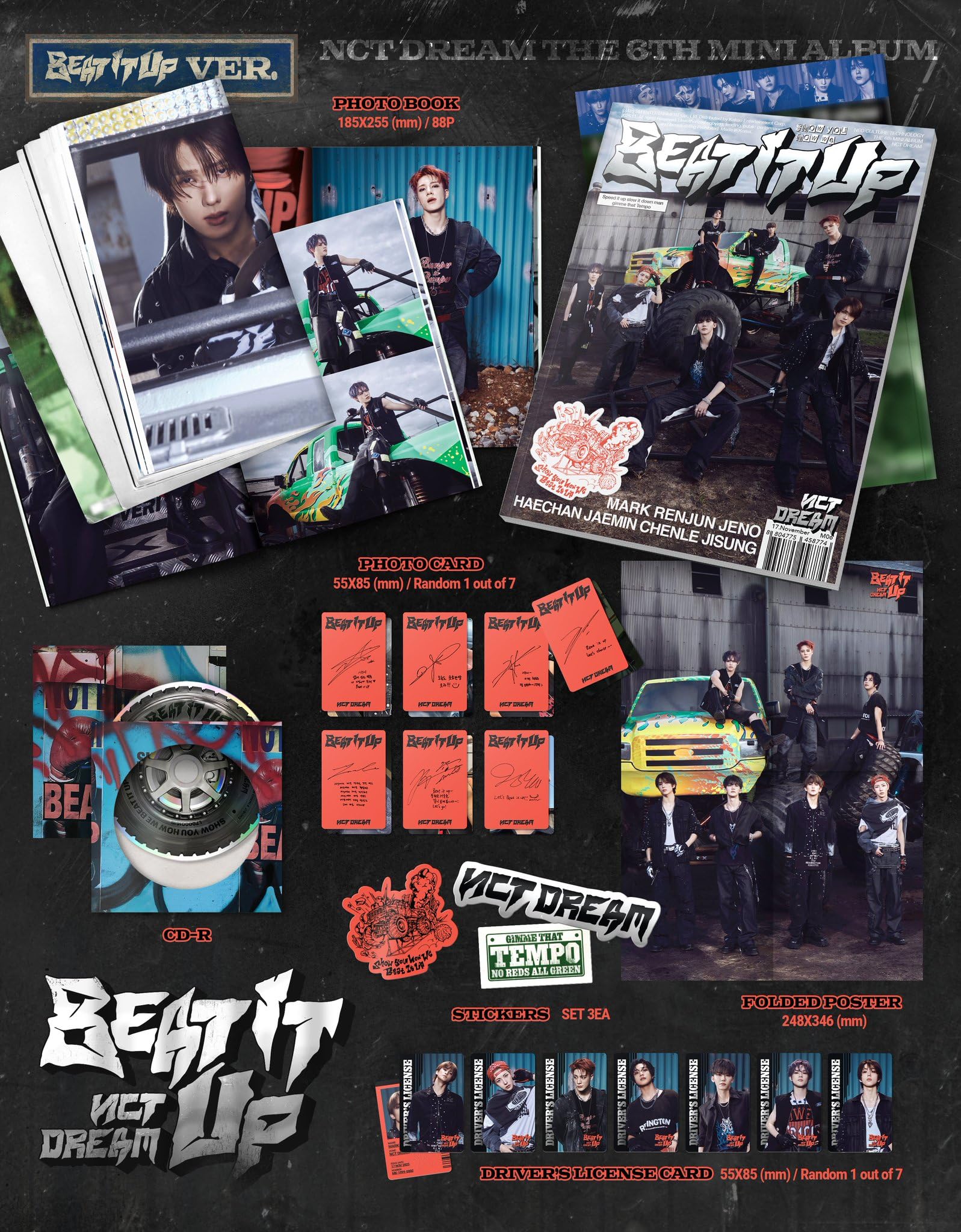 NCT DREAM Beat It Up [1 Beat It Up + 1 Sheriff + 7 Digipack All 9 Ver Set] 6º mini álbum