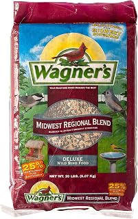 Wagner's 62006 Midwest Regional Blend Wild Bird Food 20-lb Bag - Attracts Cardinals, Chickadees, Finches & Blue Jays