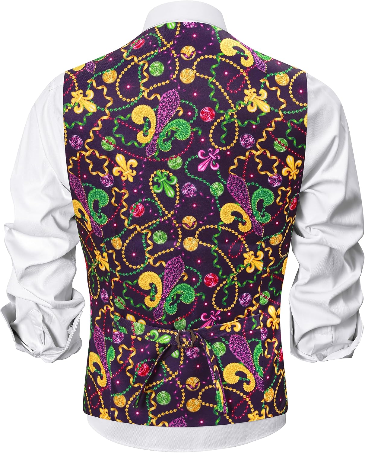 Men's Mardi Gras Vest with Bow Tie S-3XL