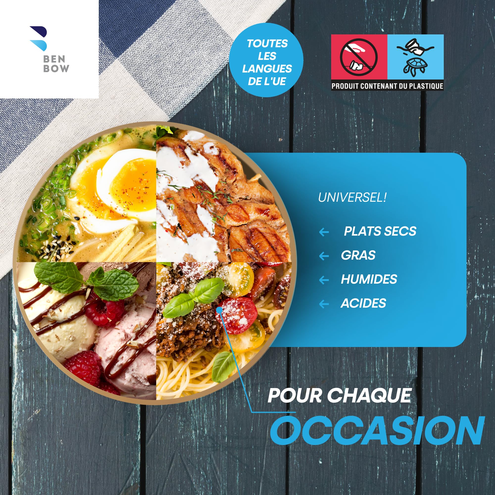 BenBow - Conteneur jetable en papier kraft avec couvercle 500 x 350 ml convient aux plats chauds et froids et aux soupes hermétique ne fuit pas carton - conditionnement c'est parfait pour le transport