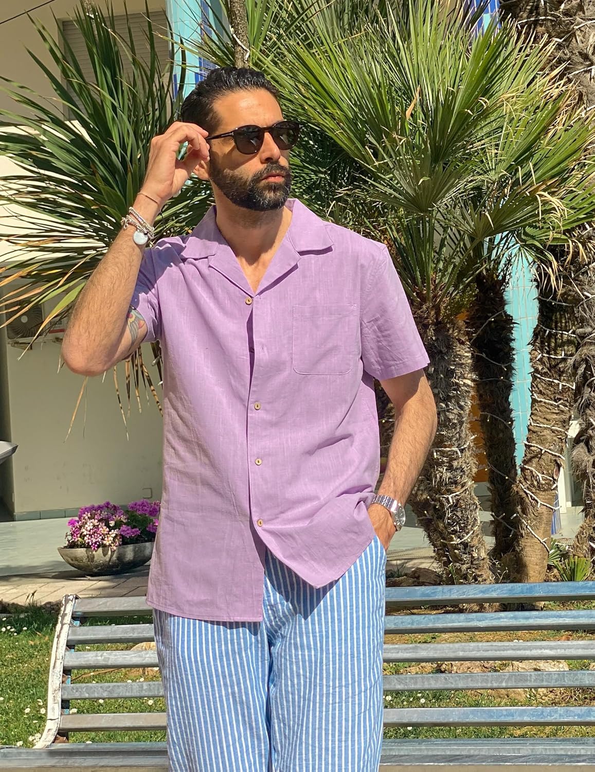 COOFANDY Mens Casual Cotton Linen Shirt Short Sleeve Button Up Shirts Summer Beach Top - Image 3