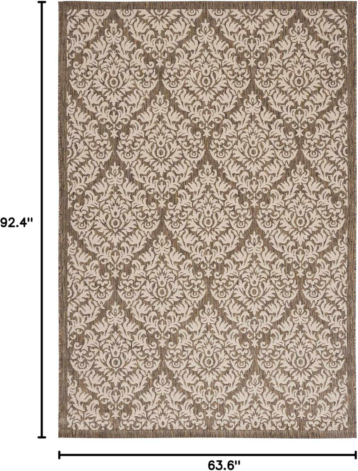 SAFAVIEH Washable Rug Outdoor Courtyard Collection - 5'3" x 7'7", Brown & Beige, Non-Shedding & Easy Cleaning, Ideal for Patio, Backyard, Mudroom (CY8067-23221)