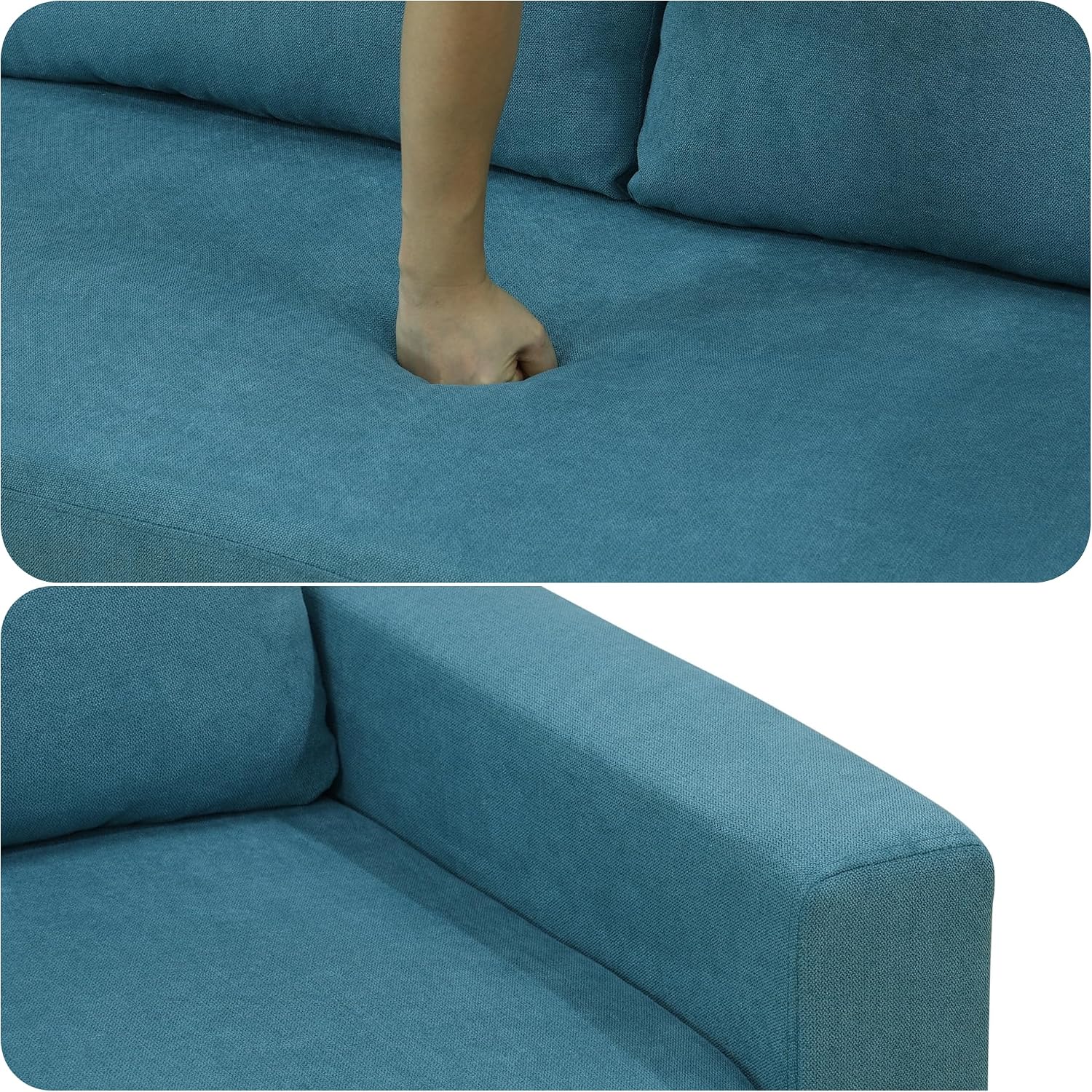 83" Blue Pull-Out Couch Convertible Sofa Bed Storage Chaise Easy Assembly Modern Sectional