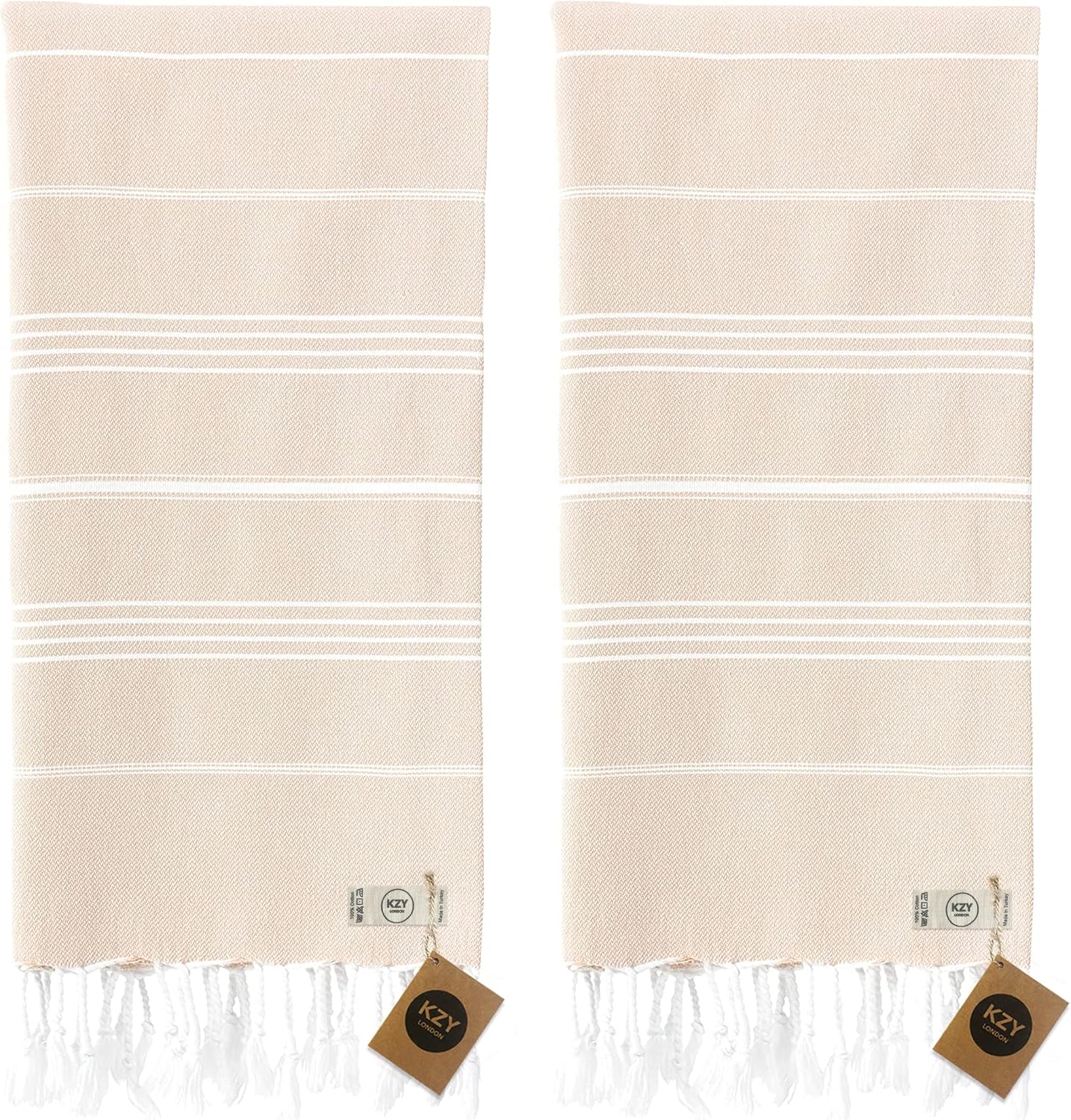 KZY LONDON Beach Towel 2 Pack Large Turkish Beach Towels for Camping Swimming, Gym, Quick Dry, Absorbent