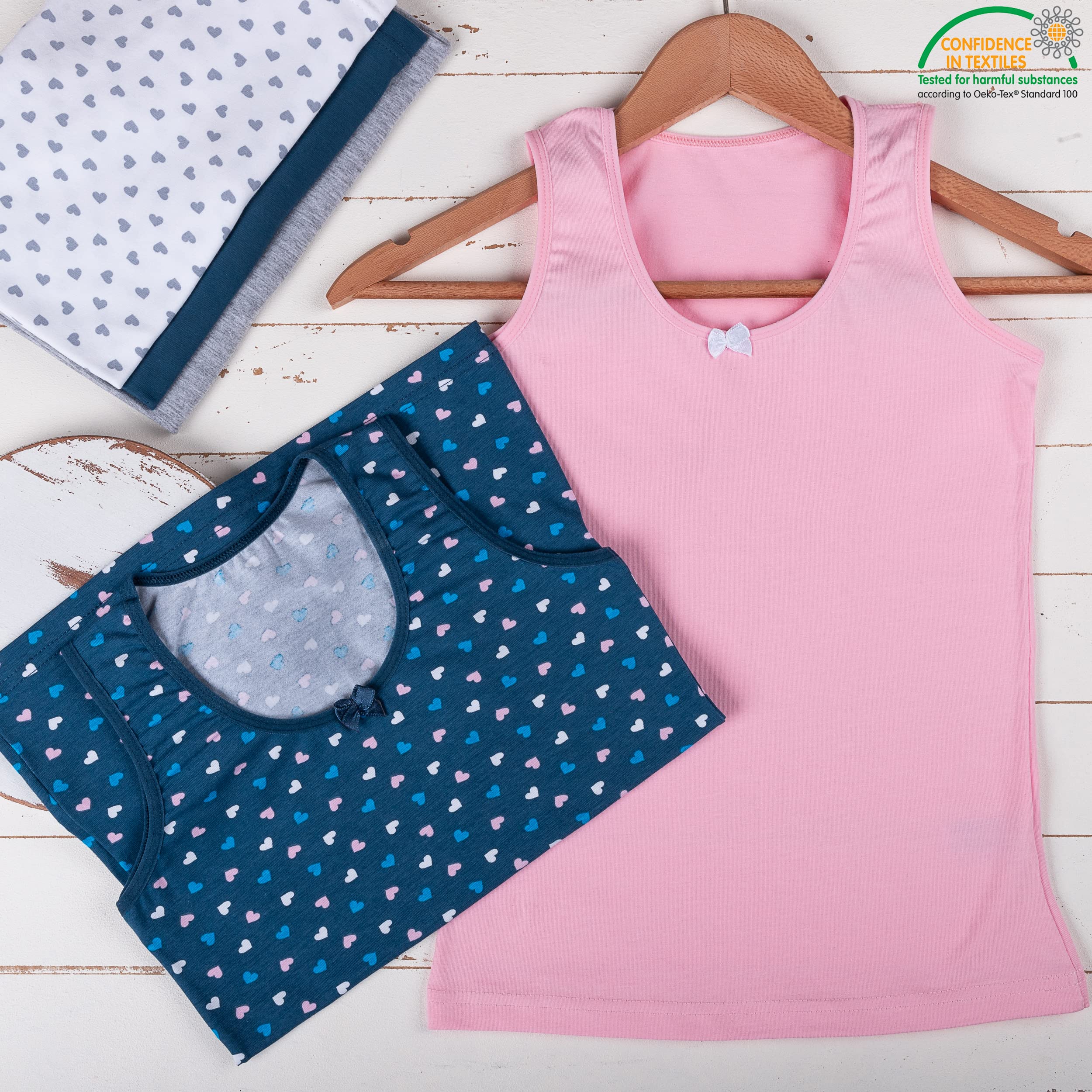 LOREZA® 5 Filles Maillot de Corps en Coton Débardeur Enfants (12-13 Ans, modèle 7)