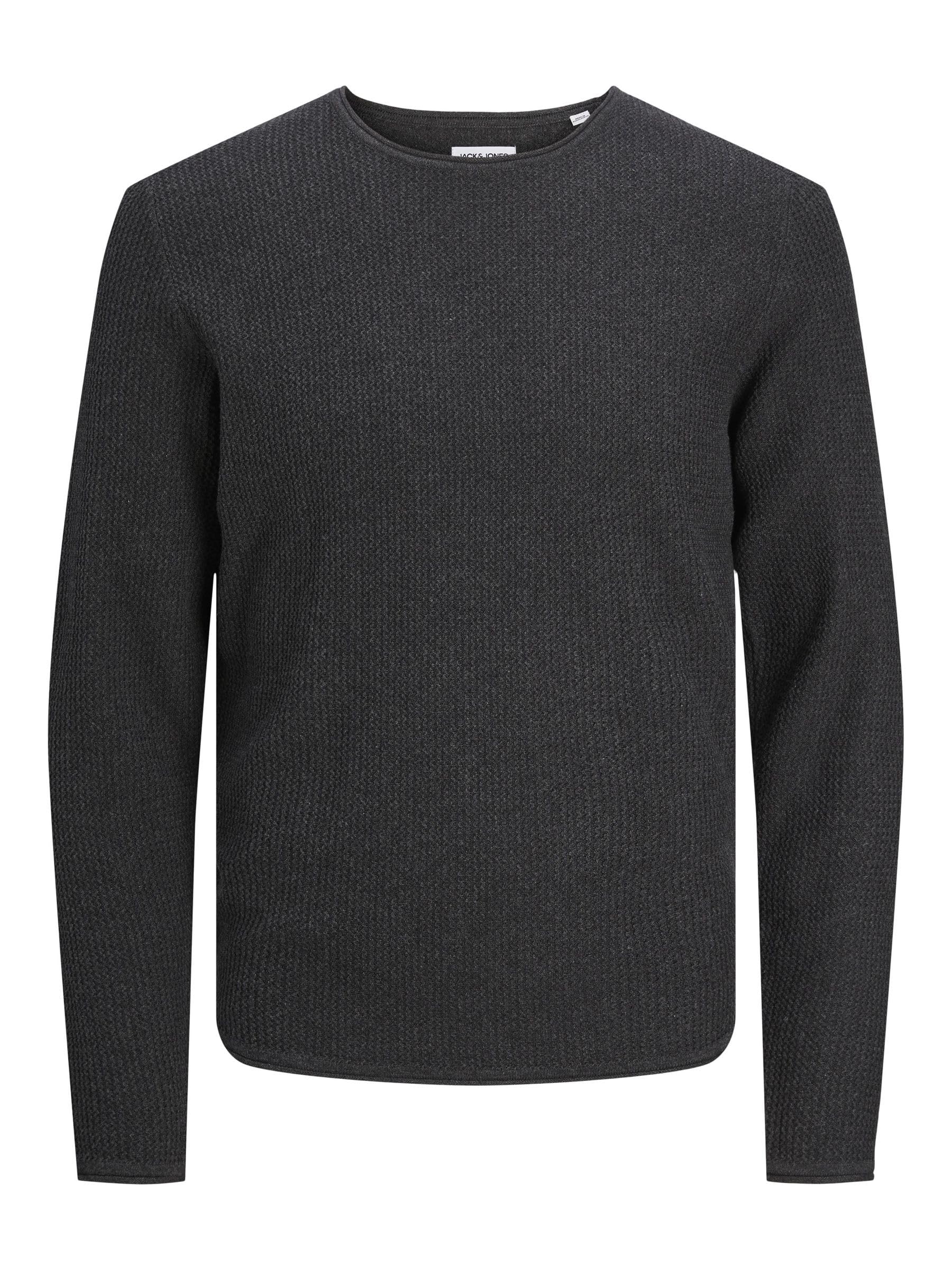 JACK & JONES Male Knitted Jumper Plain Knitted Jumper, Dark Grey Blend, XXL