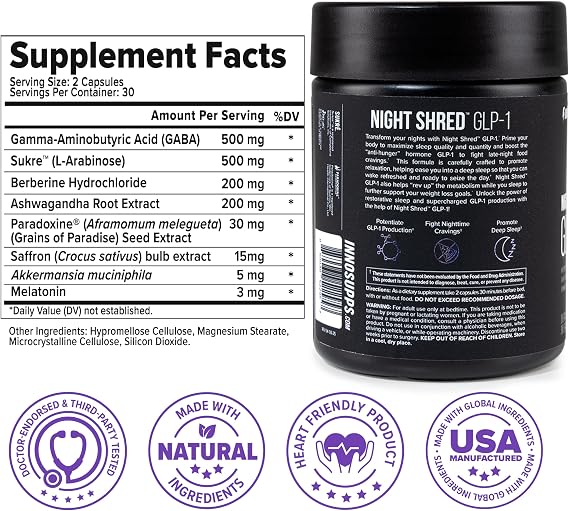Night Shred GLP-1 Night Time Fat Burner & Sleep Support, 30 Servings